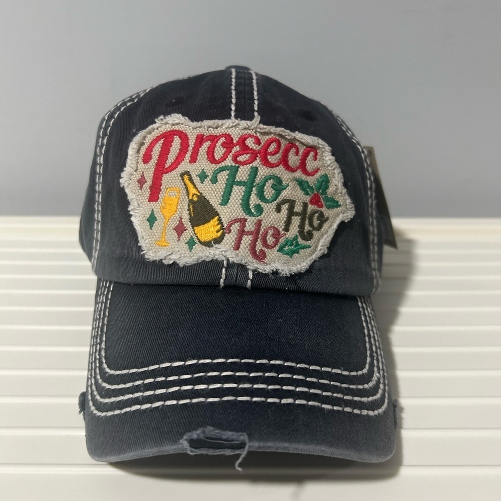 NWT Prosecc Ho Ho Ho Cap - Distressed - Great for those who love Prosecco